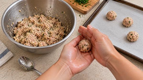 Step 4: Roll the meatballs