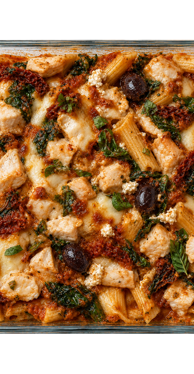 Mediterranean Chicken Pasta Bake