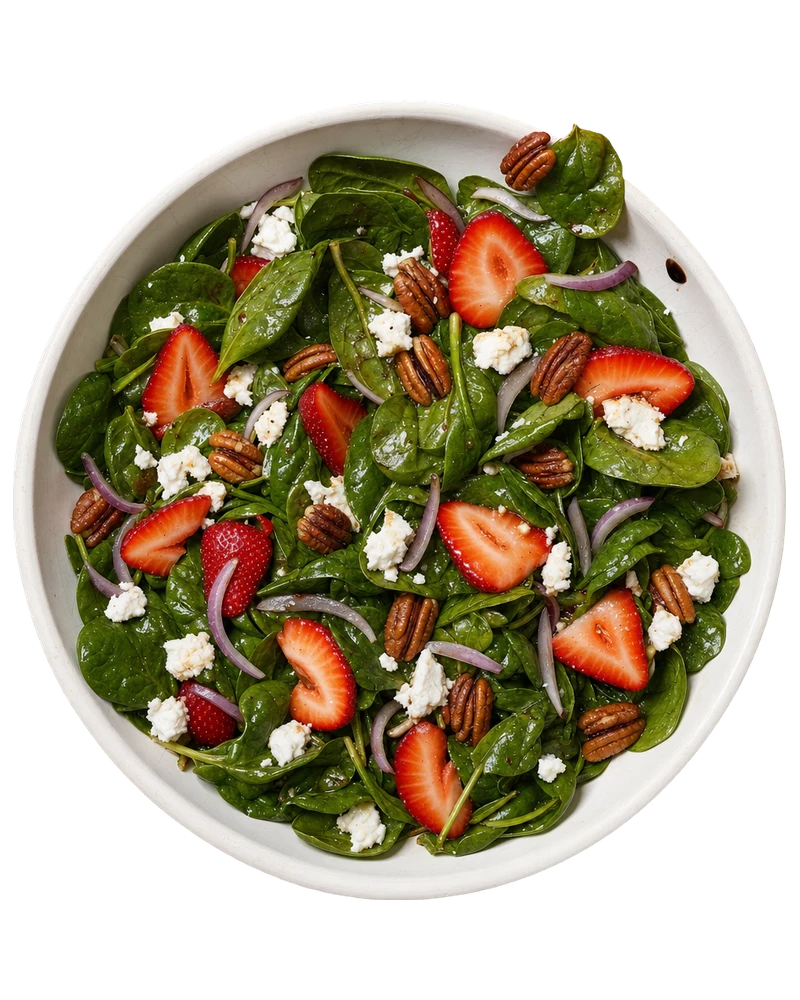 Strawberry Spinach Salad with Goat Cheese & Pecans