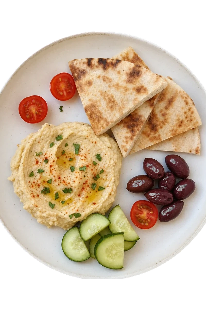 Hummus Plate with Pita & Olives
