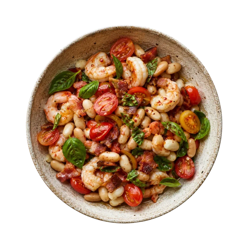 Spicy shrimp & bacon salad