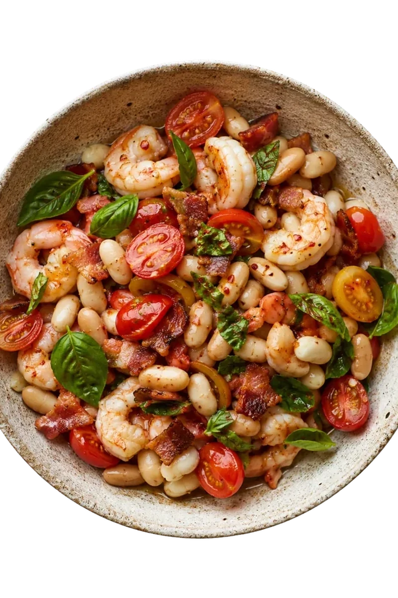 Spicy shrimp & bacon salad