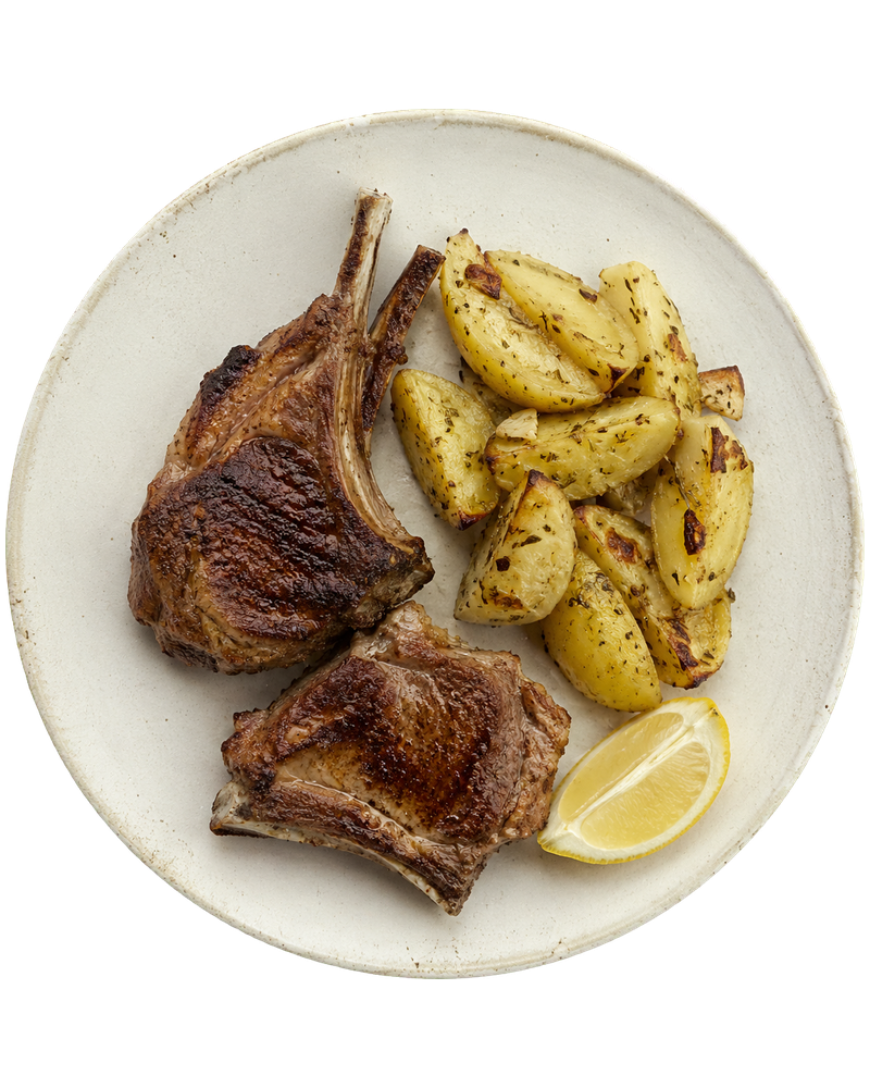 Lamb Chops with Lemon-Oregano Potatoes