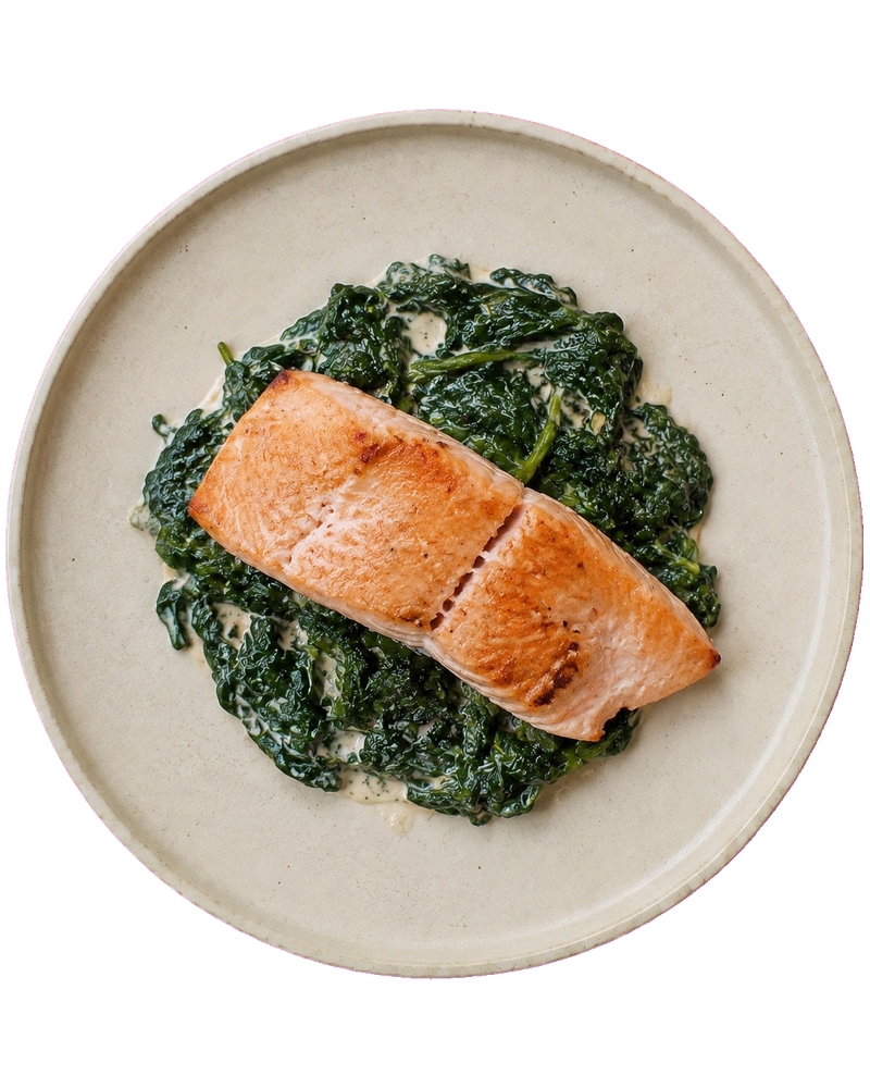 Salmon with Creamed Spinach