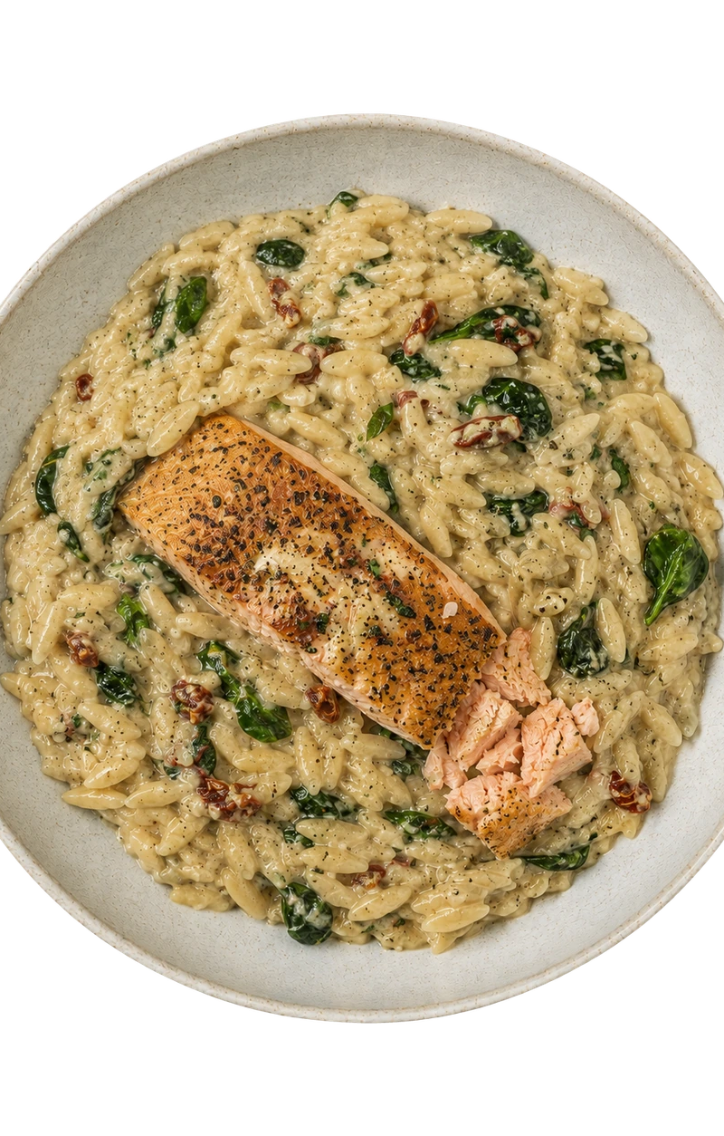 Creamy Tuscan Salmon Orzo