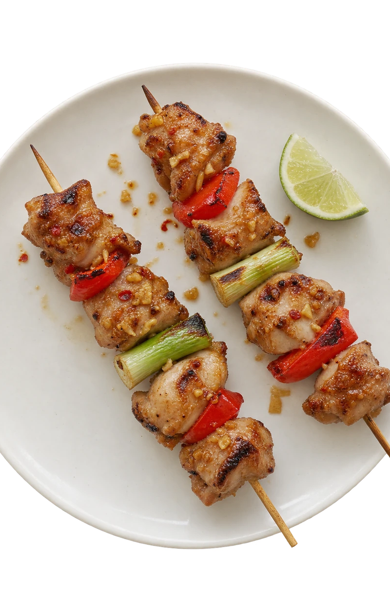 Spicy Honey Miso Chicken Skewers