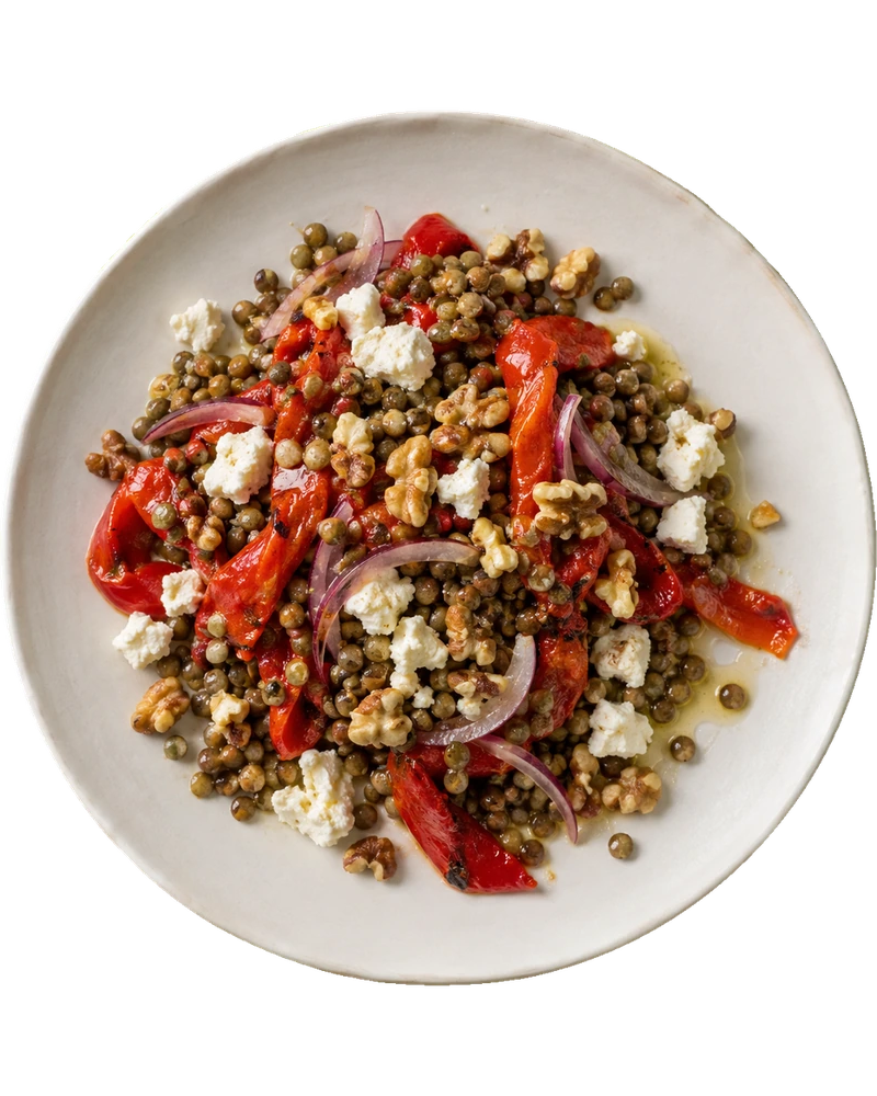 Lentil Salad with Roasted Peppers & Sirene