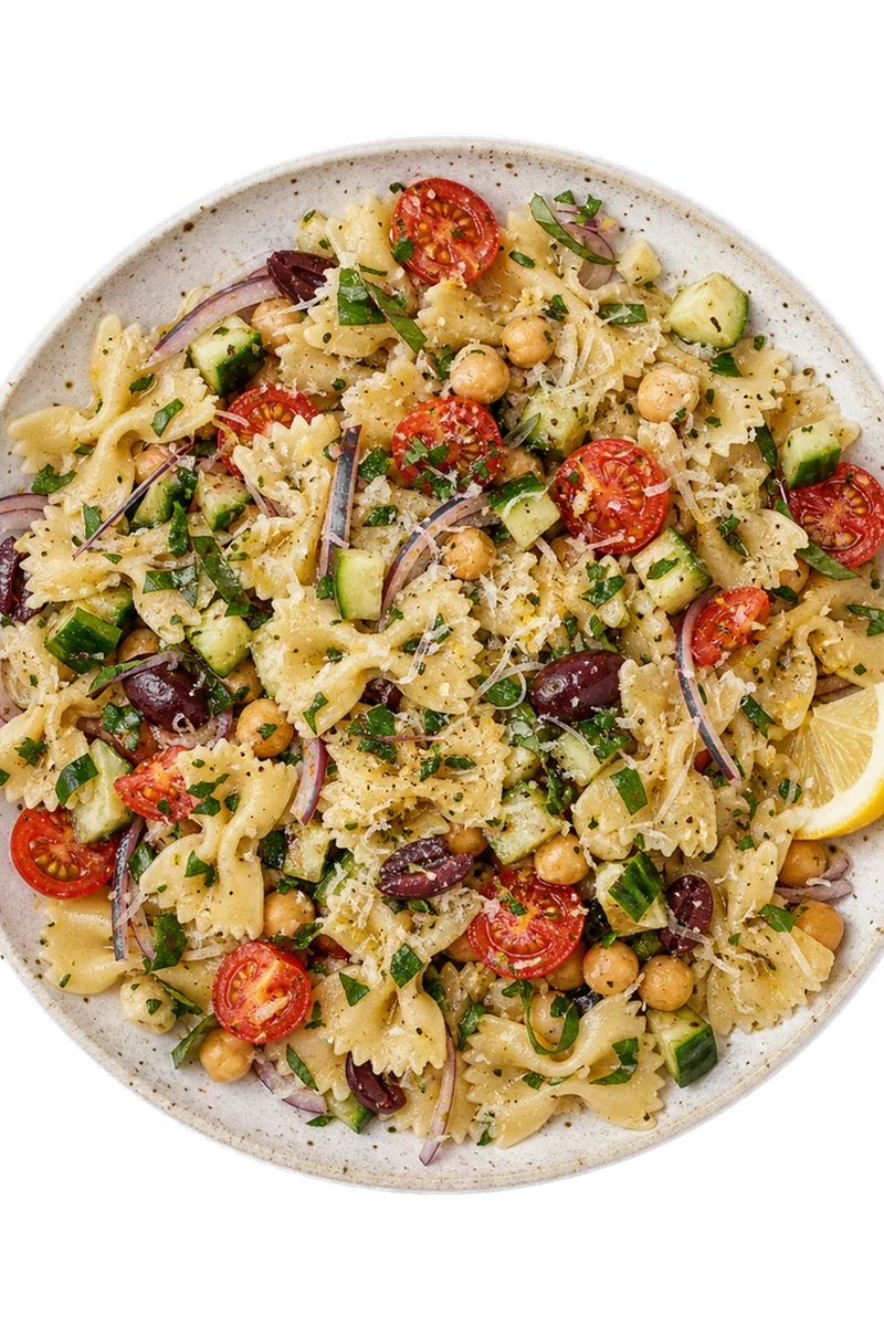 Pasta Salad with Marinated Chickpeas and Herbs