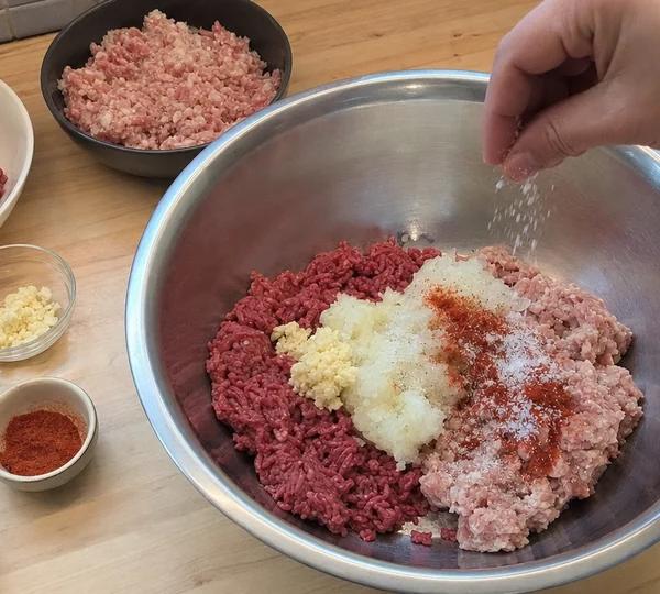 Step 1: Combine the beef and pork