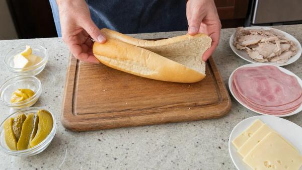 Step 1: Slice roll lengthwise