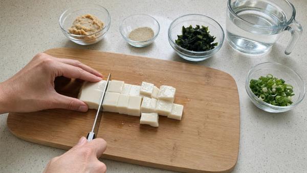 Step 4: Cut the silken tofu