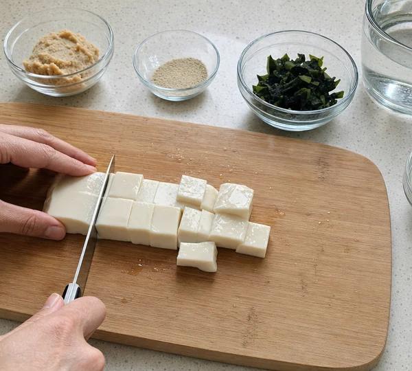 Step 4: Cut the silken tofu