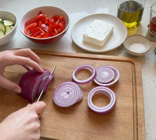 Step 3: Cut the red onion