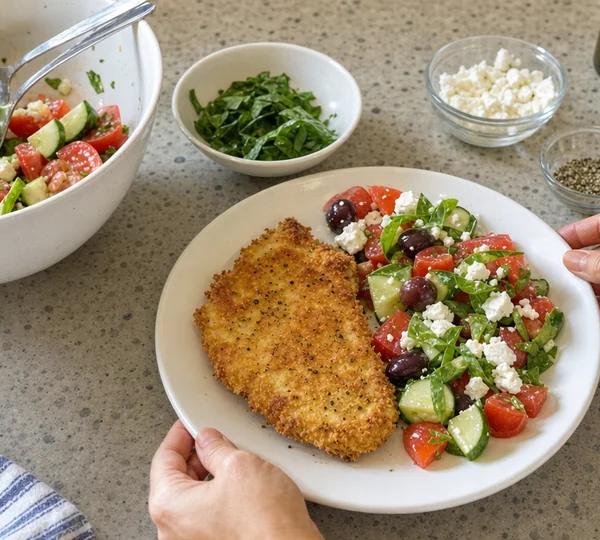 Step 9: Serve the breaded chicken