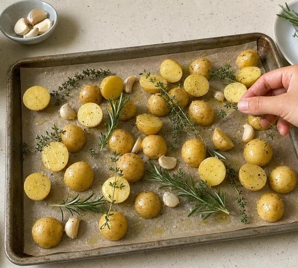 Step 6: Scatter rosemary and thyme around