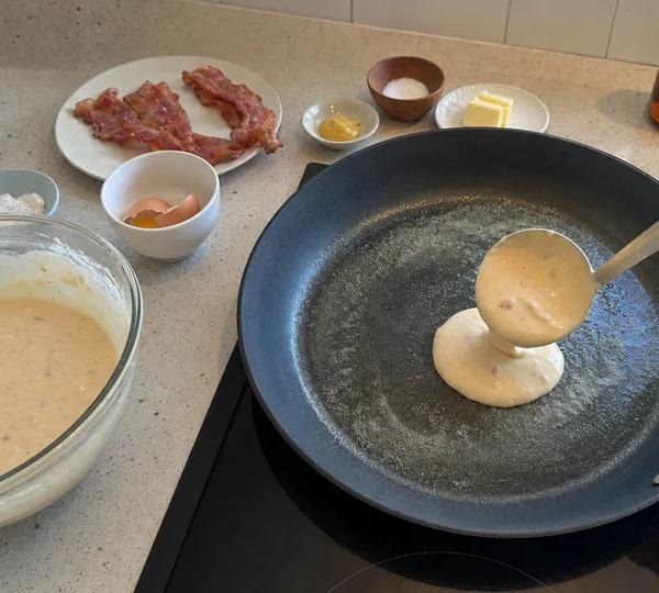 Step 7: Ladle in the batter
