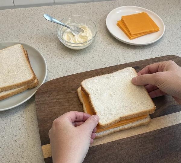 Step 3: Layer your cheese slices between