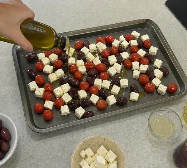 Step 2: Scatter feta cubes