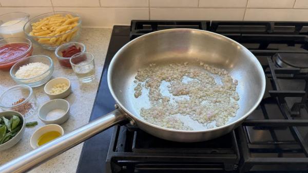 Step 3: Add the shallot and sweat