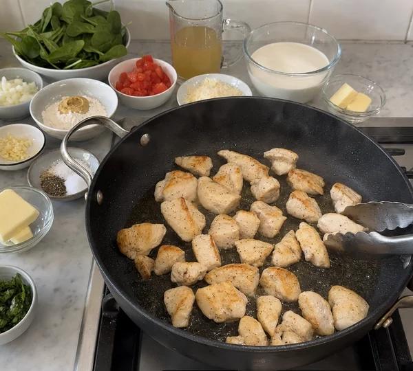 Step 3: Cut the chicken into bite-size