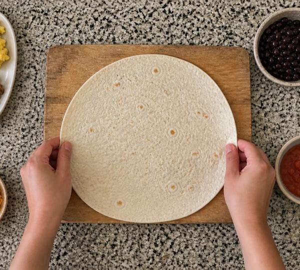 Step 8: Lay the tortilla flat