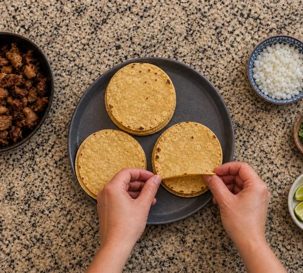 Step 10: Double-stack two tortillas per taco