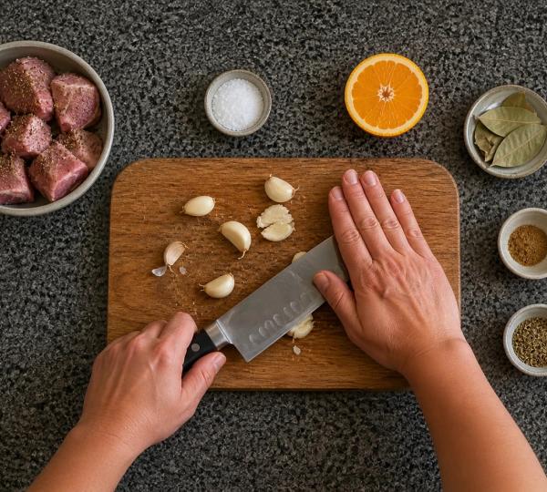 Step 2: Crush garlic cloves