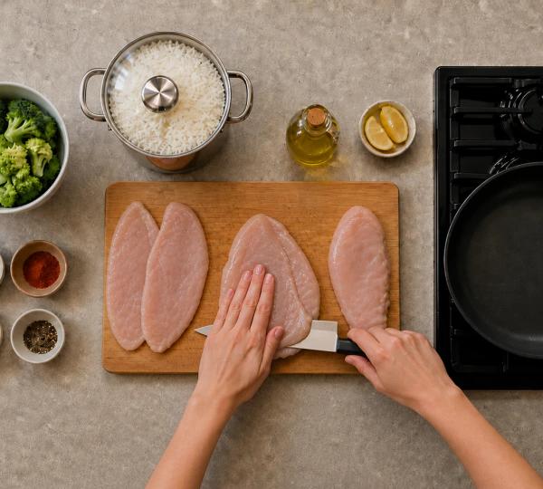 Step 5: Slice each chicken breast