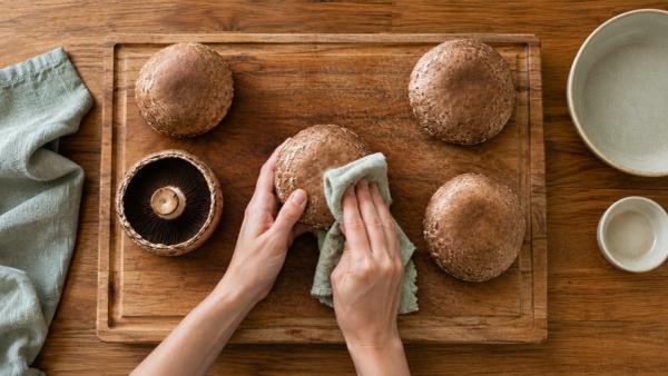 Step 6: Clean portobello mushrooms