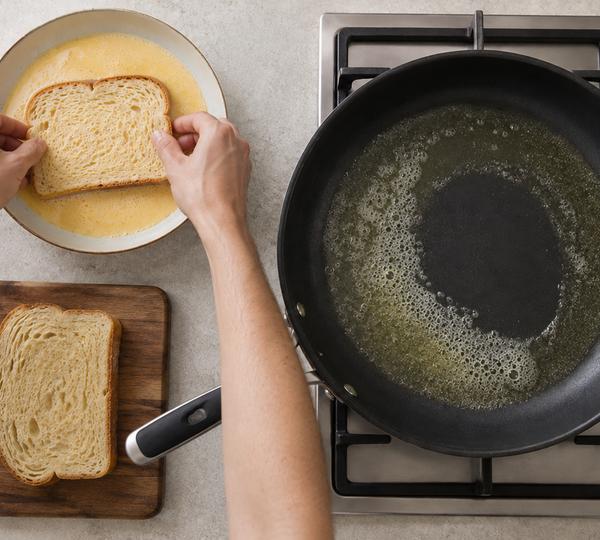 Step 8: Dip each slice of bread