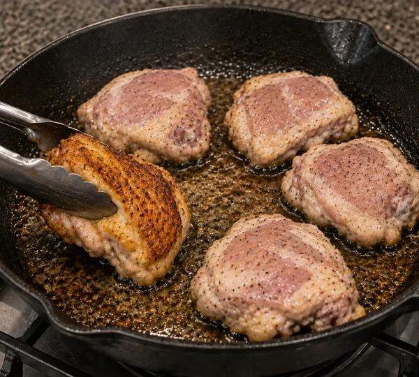 Step 4: Flip the chicken