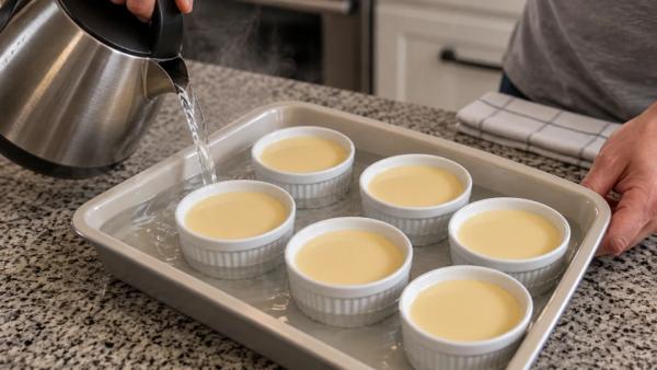 Step 6: Set ramekins in a baking tray