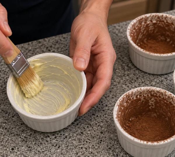 Step 2: Grease four ramekins with butter