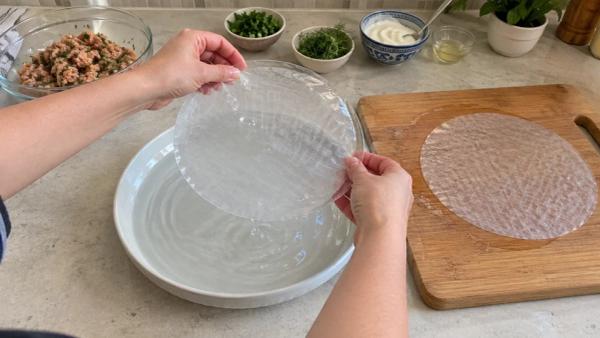 Step 2: Wet the rice paper