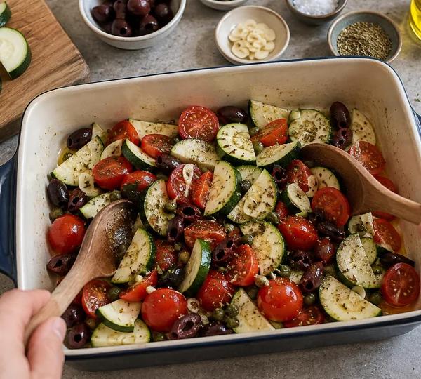 Step 1: Heat the oven and dress the vegetables