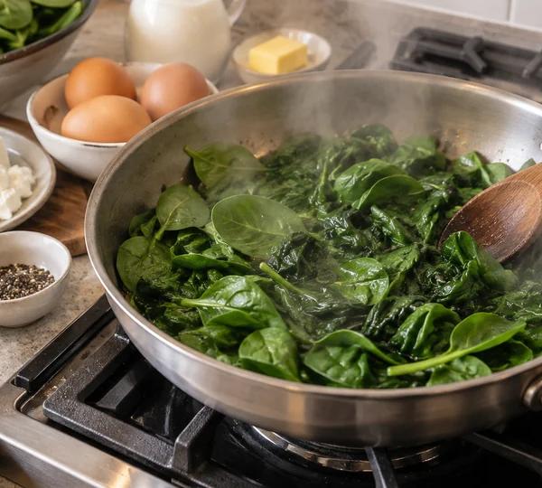 Step 2: Wilt the spinach