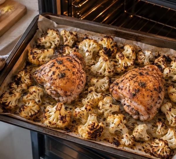 Step 4: Roast the chicken and cauliflower