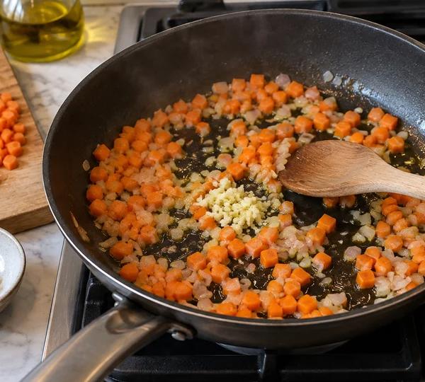 Step 3: Soften the shallot and carrot