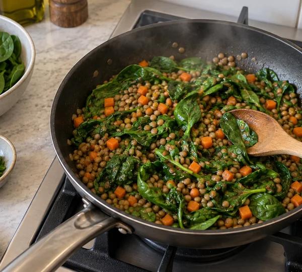 Step 5: Wilt in the spinach