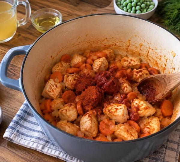 Step 3: Bloom the paprika off the heat