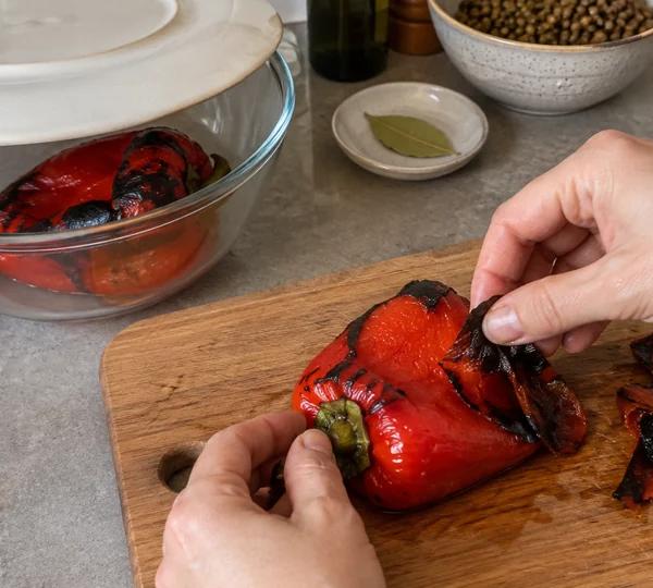 Step 3: Steam and peel the pepper