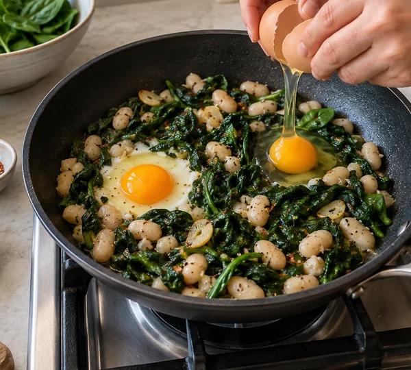 Step 4: Cook the eggs in the pan