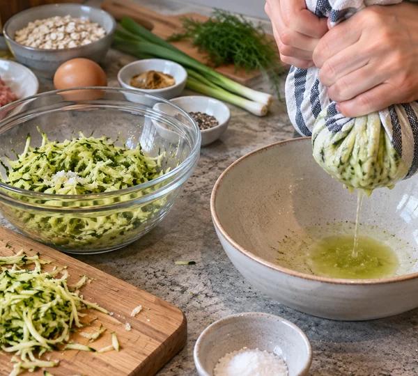 Step 1: Squeeze the courgette dry