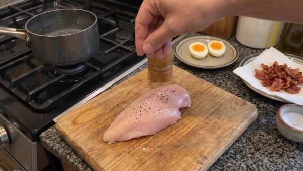 Step 3: Season chicken breast with salt