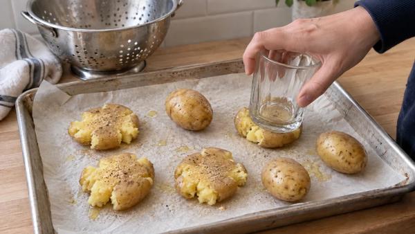 Step 6: Press each potato down