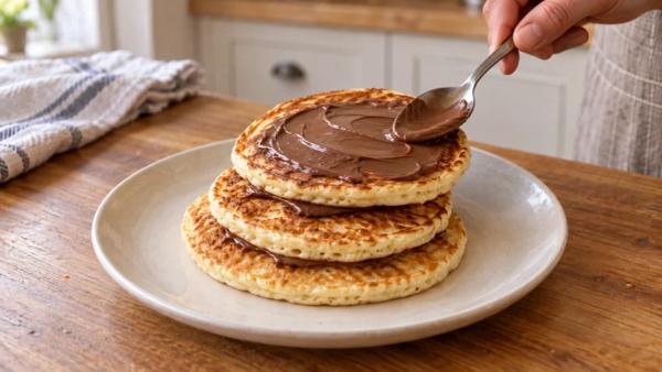 Step 12: Spread the Nutella between the layers