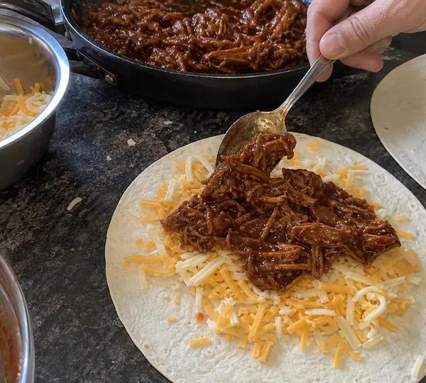 Step 2: Lay a tortilla flat