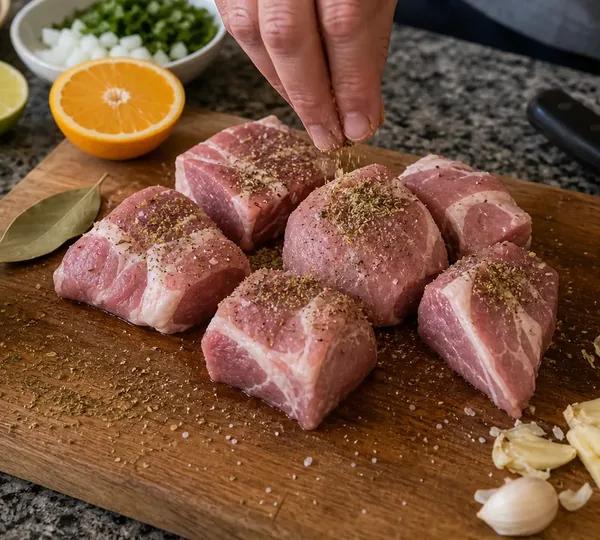 Step 1: Cut and season the pork