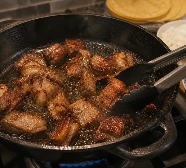 Step 8: Add pork pieces