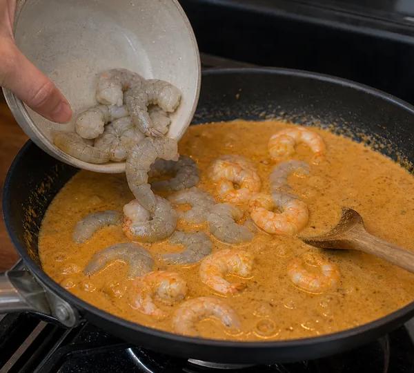 Step 4: Poach the shrimp